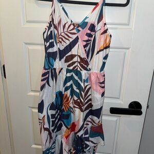 Tropical Print Sleeveless Dress